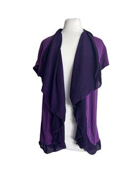 Bashara Lesser Size Large Two Tone Purple Open Front Short Sleeve Cardigan